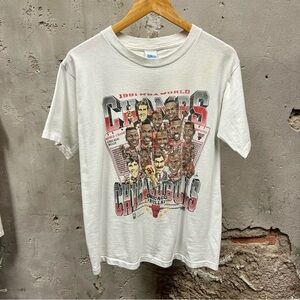 Vintage 1991 Chicago Bulls Caricature Graphic World Champs T-Shirt Medium M 90s